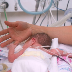 medical12 Hand of the physician and newborn in incubator  in hospital